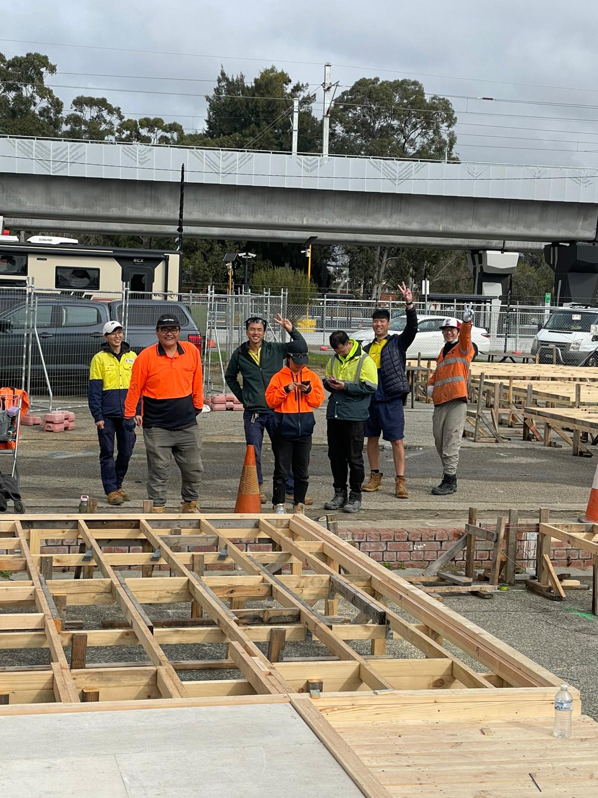 Carpentry students on site